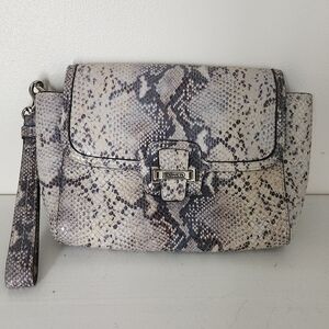 Coach Gray and Cream Snakeskin Wristlet